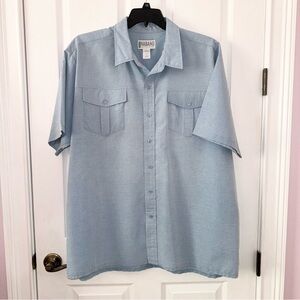 Haband blue short sleeve collared button down lightweight mens shirt, XXL